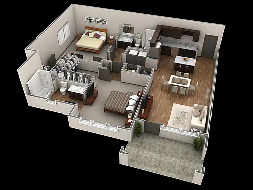 Floor plan 2 BR Premier Courtyard