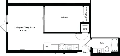 Floor plan Open 1 Bedroom C