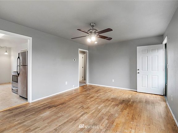 Living room to kitchen on left