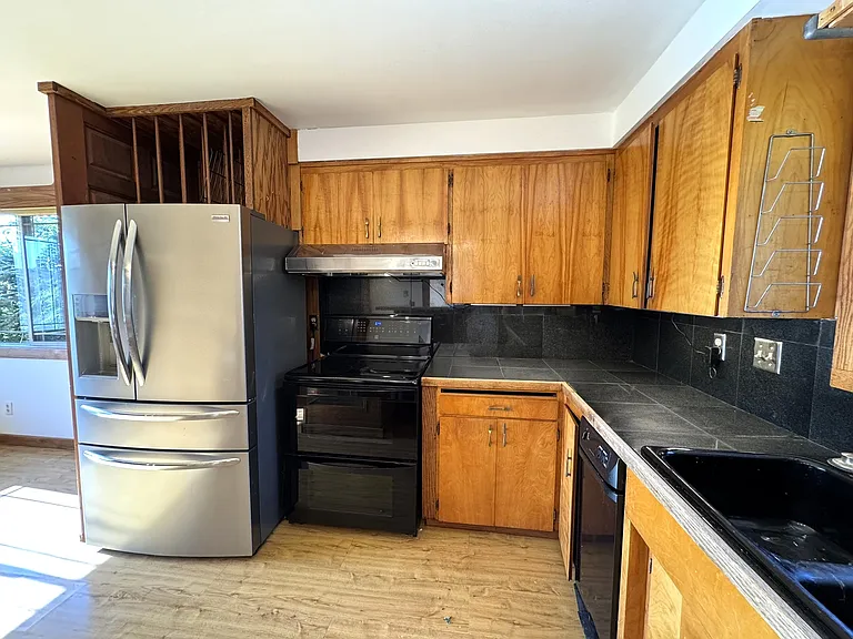 Kitchen with electric double oven
