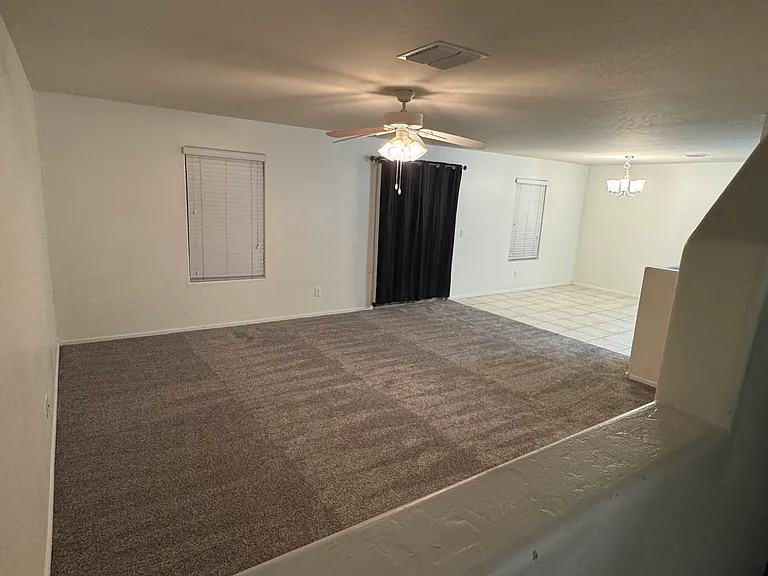 looking from the stairs to the family room