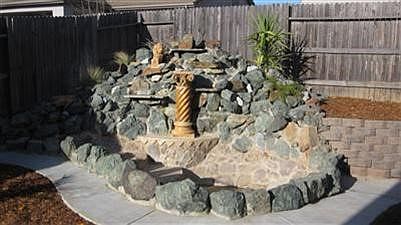water fountain in backyard