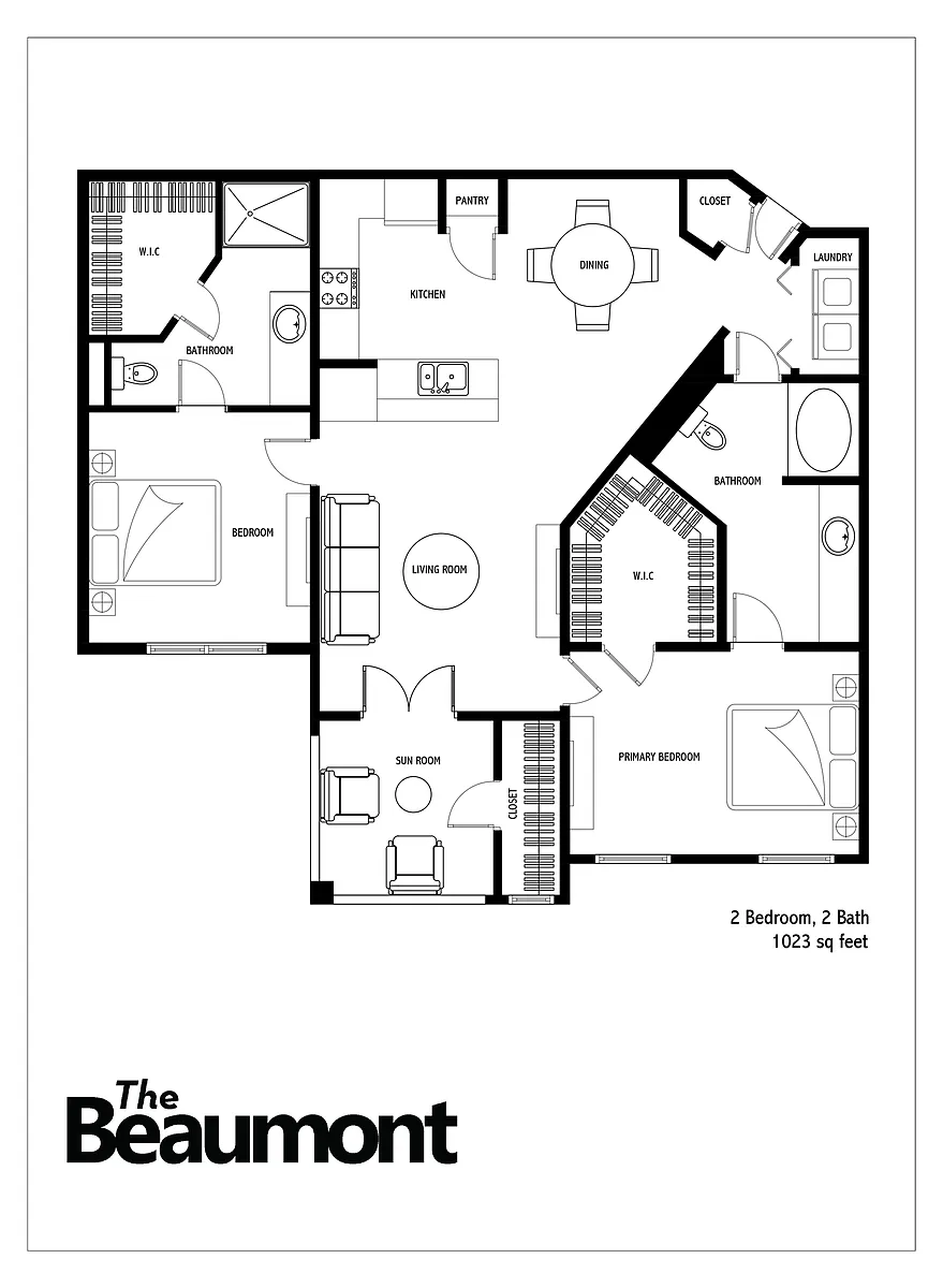 Floor plan 2 Bed 2 Bath