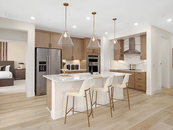 Open kitchen with decorative lighting