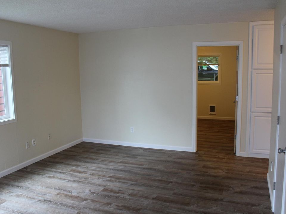 Entrance view showing new wood flooring