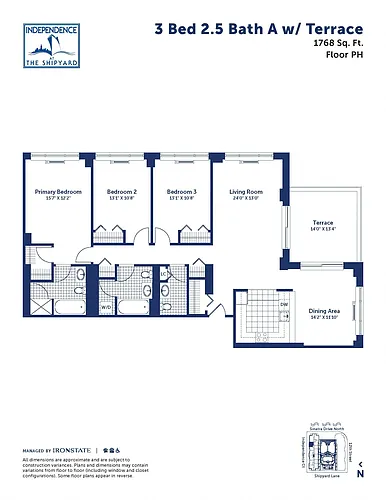 Floor plan 3 Bed 2.5 Bath A