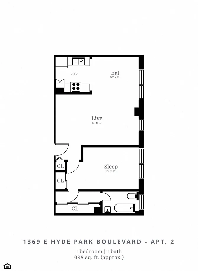 Floor plan 1 Bed | 1 Bath (B5)