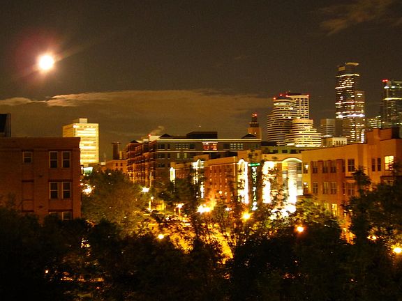 view taken from condo of the minneapolis skyline