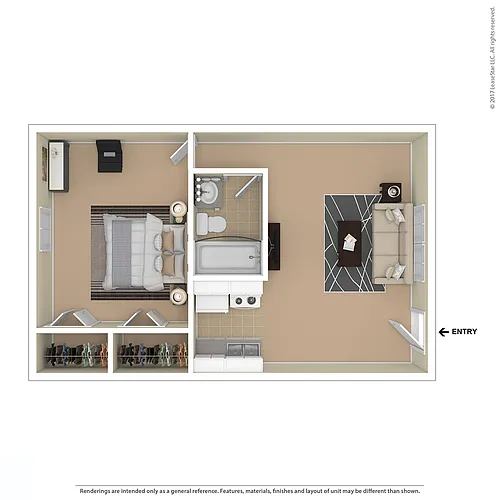 Floor plan Dovertowne One Bedroom