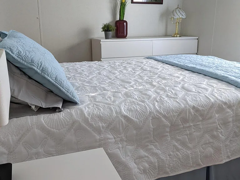 Queen bed (Smart tv was moved to dresser after this photo was taken)