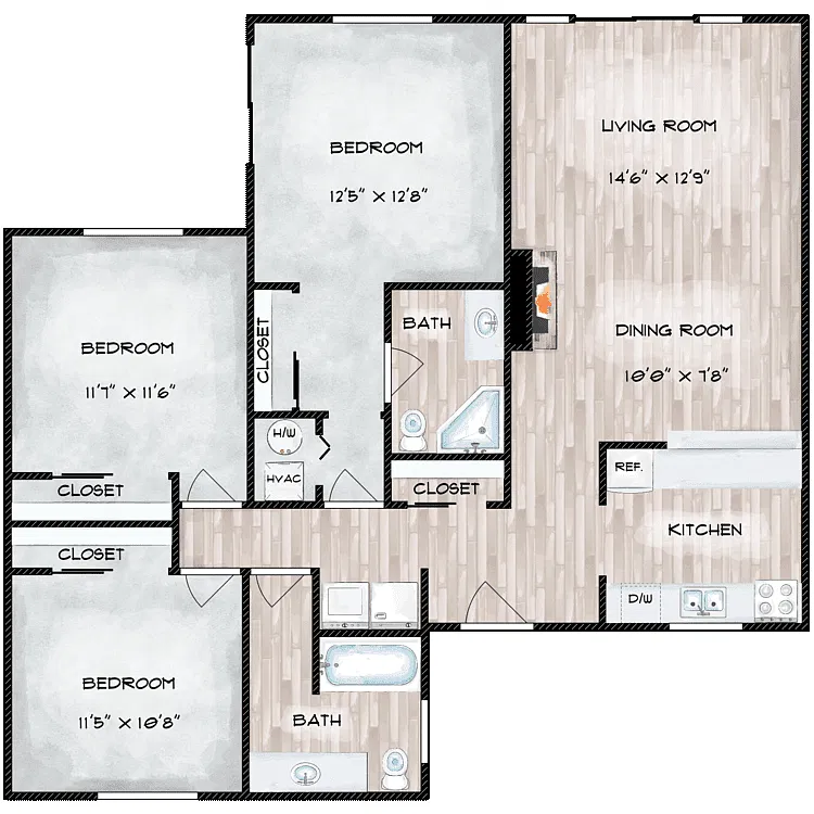 Floor plan 3x2 Duplex - CLASSIC