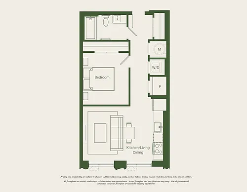 Floor plan 1 Bed- 1 Bath 591 | AJ8 - Reva