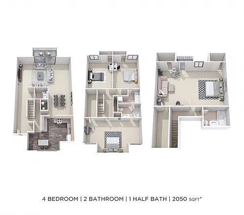 Floor plan Four Bedroom 2.5 Bath