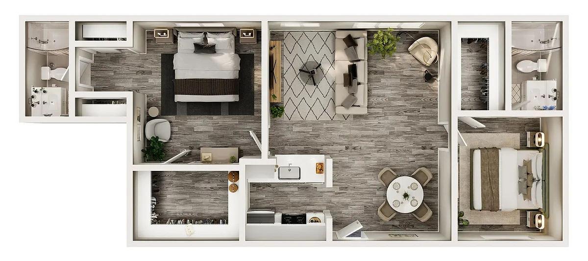 Floor plan 2BR/2BA - B