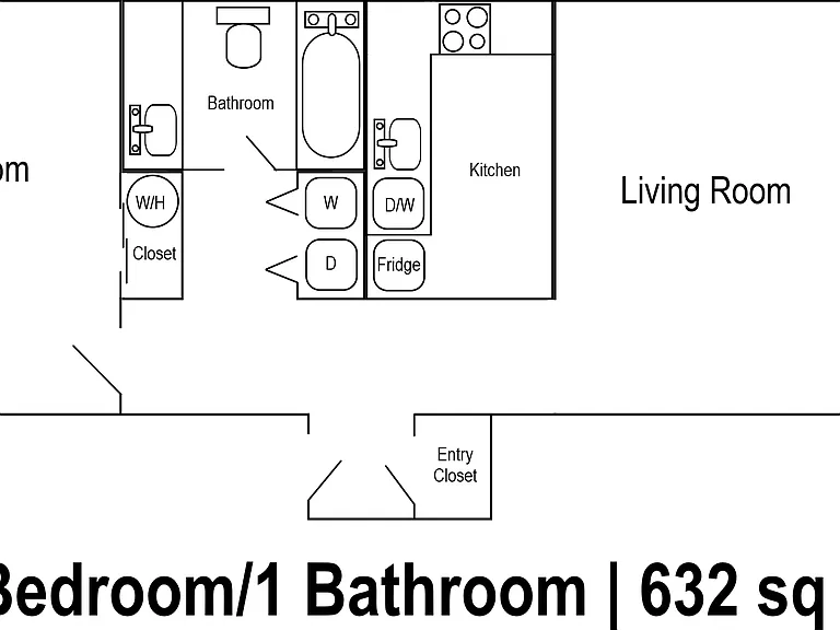 1 Bedroom/1 Bathroom Floor Plan 1 Bedroom/1 Bathroom Floor Plan