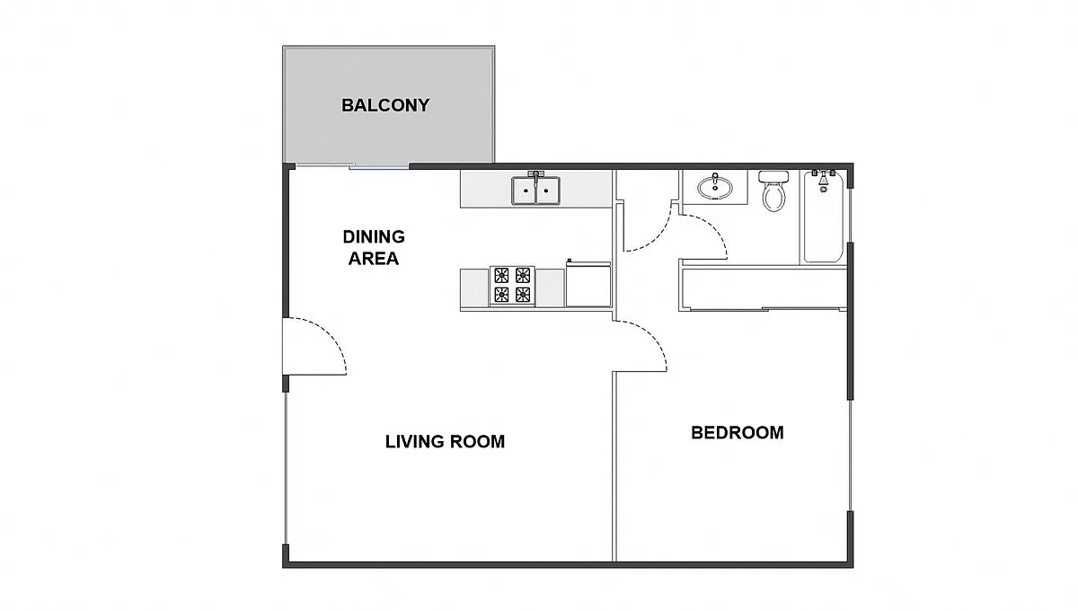 Floor plan 1 Bed / 1 Bath: Type C