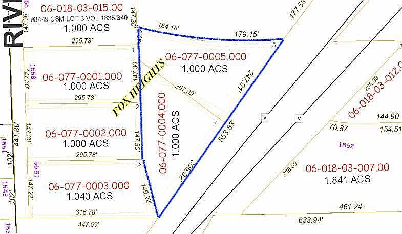 Lots are outlined in blue