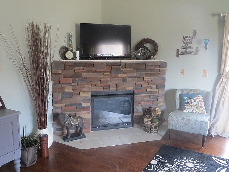 Greatroom stone fireplace