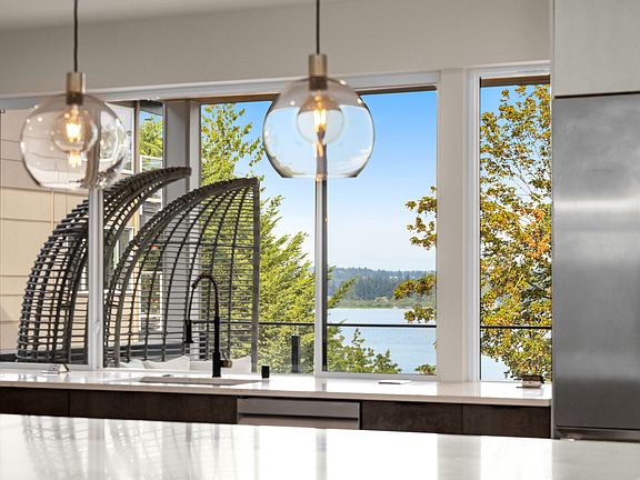 kitchen with water view