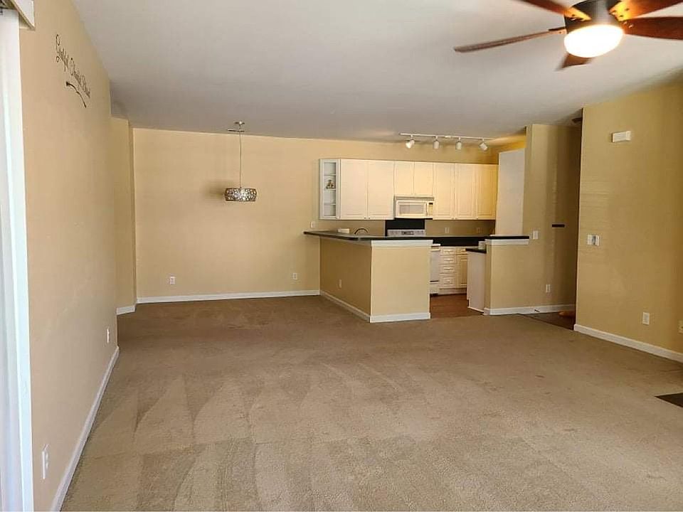 Kitchen and dining room view from living room.