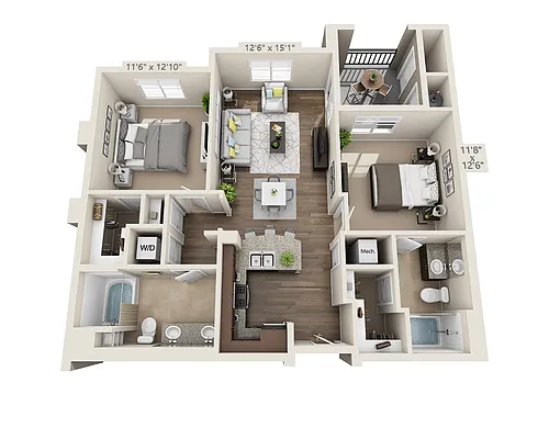 Floor plan Two Bedroom B2A
