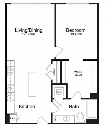 Floor plan 1 Bed/1 Bath-B5C