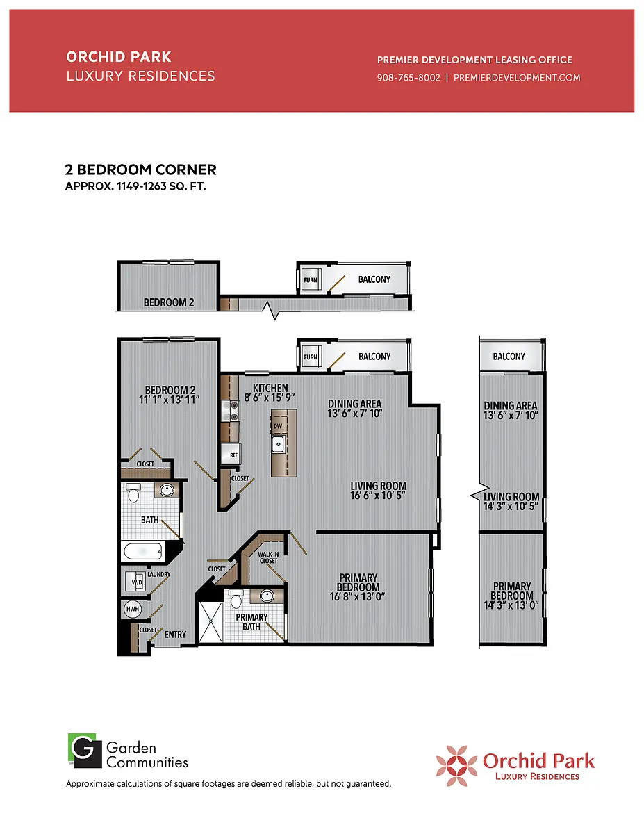 Floor plan $3.23/sq.ft. - Two Bedroom Corner