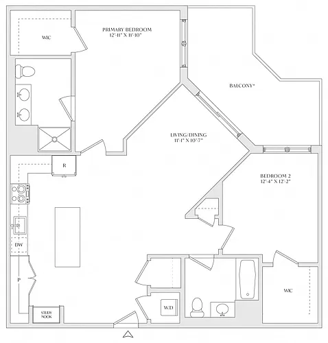 Floor plan 2 Bed/2 Bath-B2a
