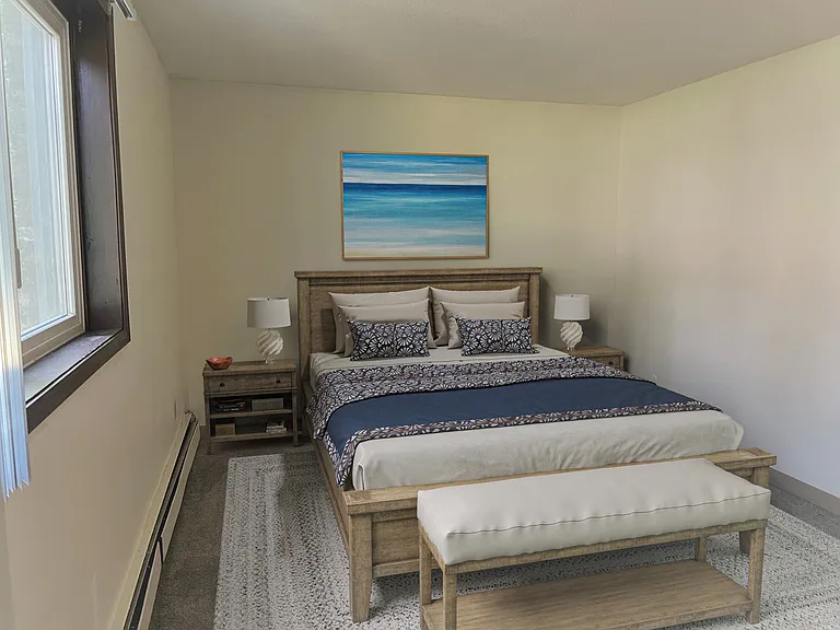 Our bedrooms offer plenty of space for a queen bed and more!