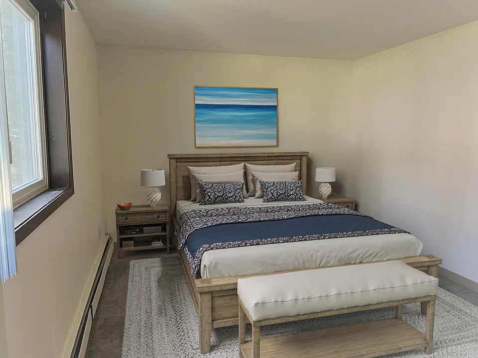 Our bedrooms offer plenty of space for a queen bed and more!