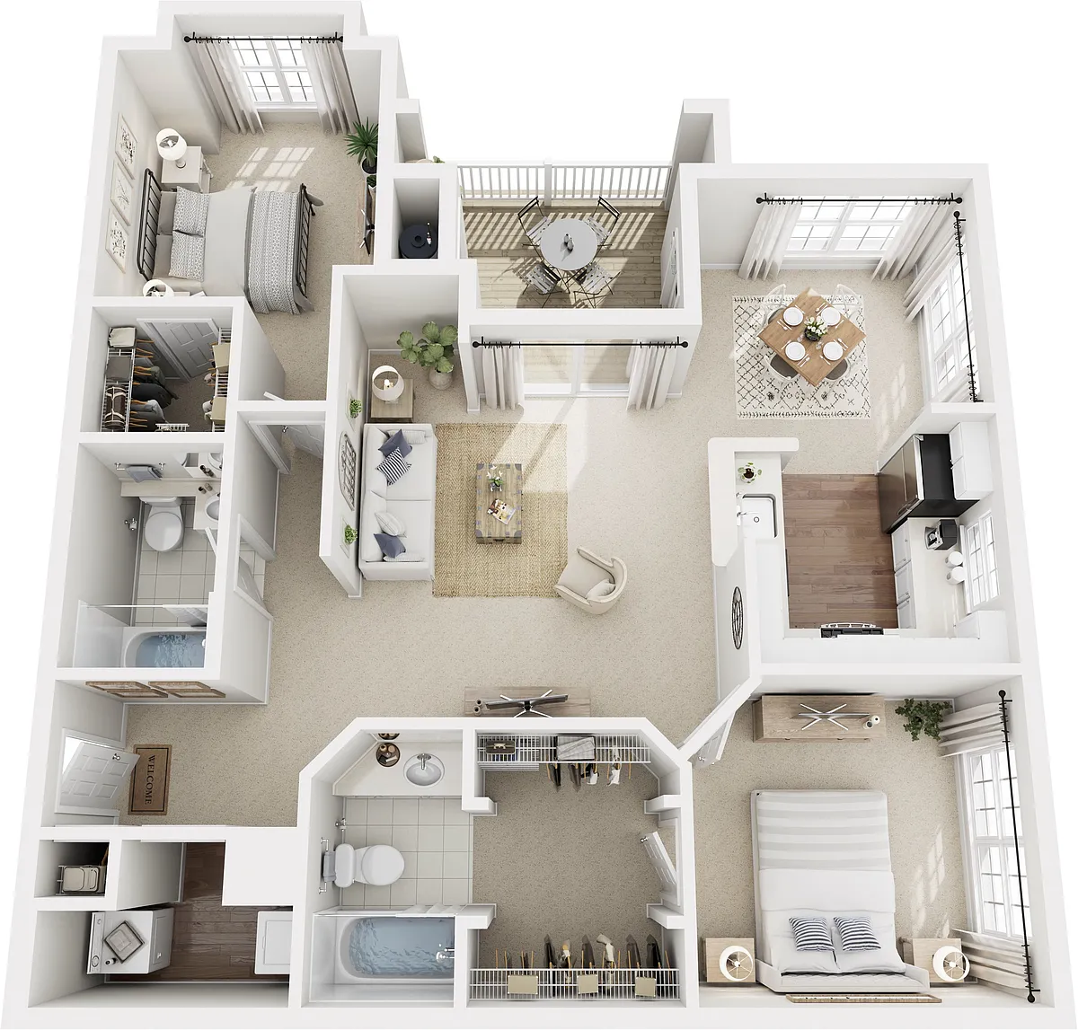 Floor plan B2: 2 Bed 2 Bath
