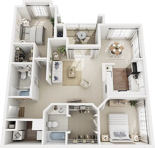 Floor plan B2: 2 Bed 2 Bath