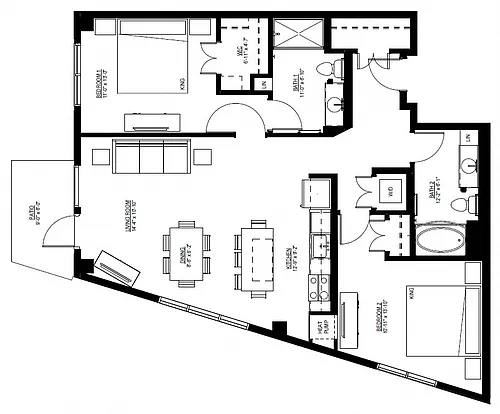 Floor plan Two Bedroom - W (60%)