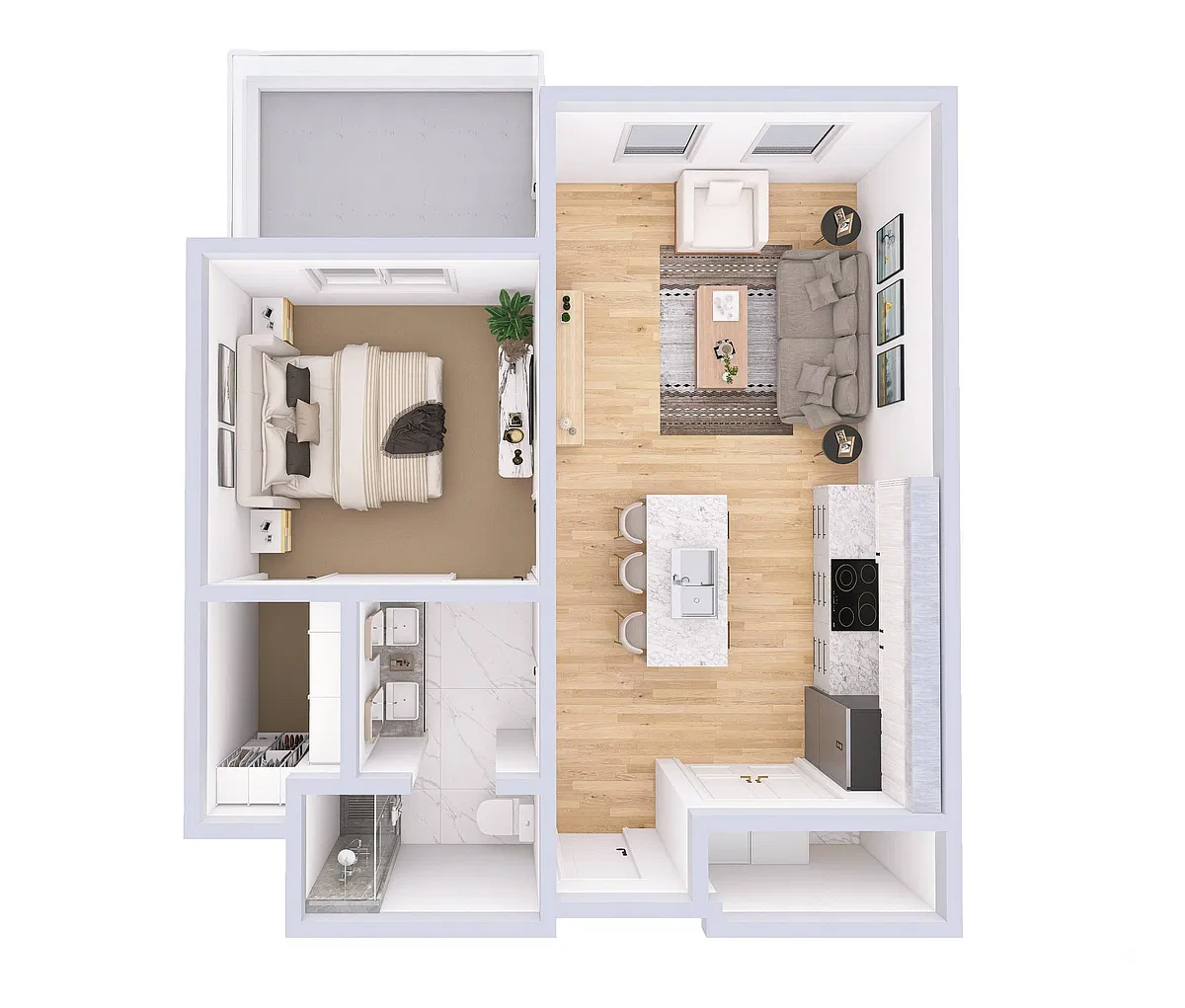 Floor plan 1 Bedroom - 1 Bathroom