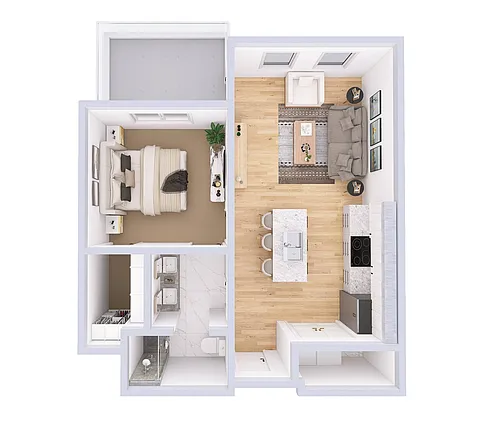 Floor plan 1 Bedroom - 1 Bathroom