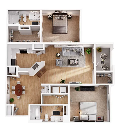 Floor plan 2 Bed, 2 Bath Upgraded