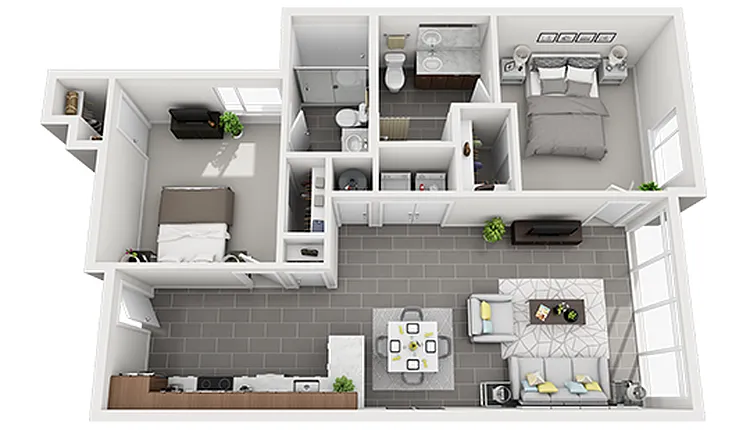 Floor plan 2 Bedroom 2 Bath