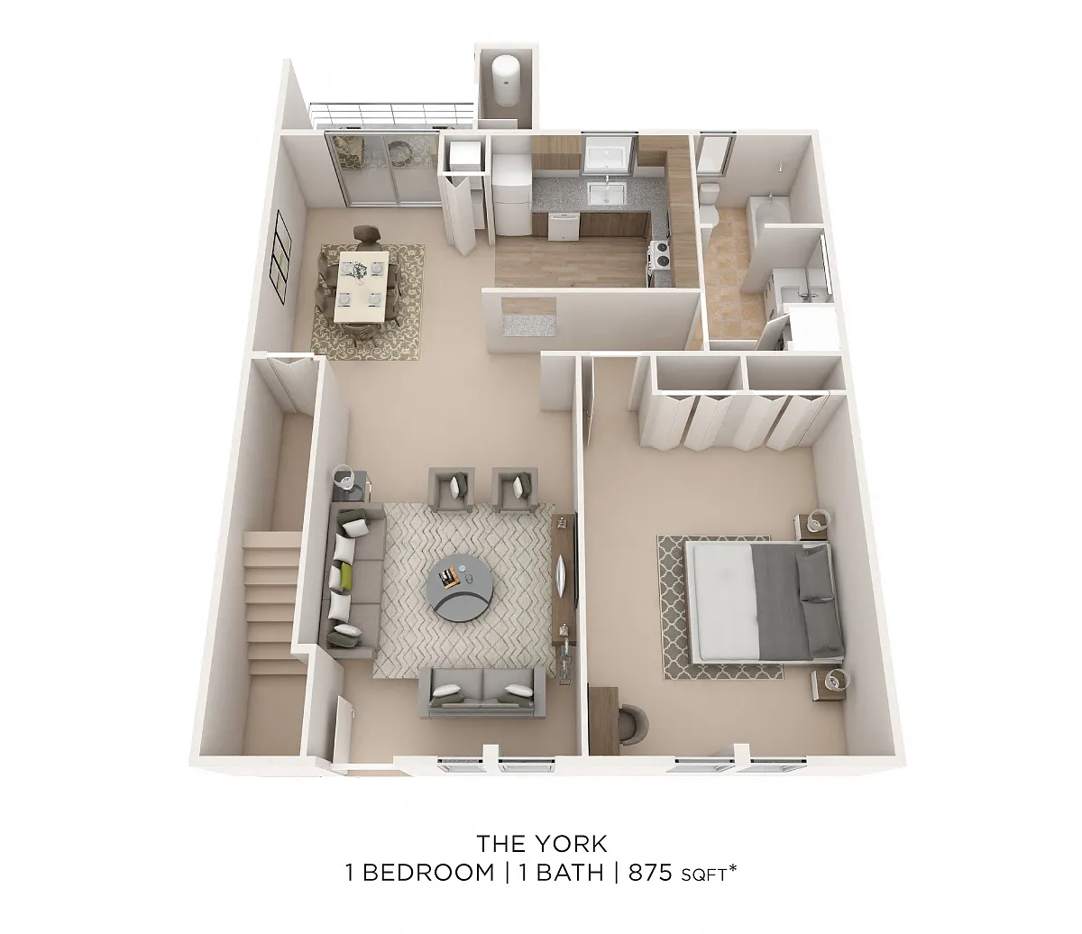 Floor plan One Bedroom - 875 sqft