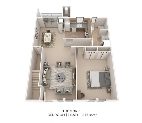 Floor plan One Bedroom - 875 sqft