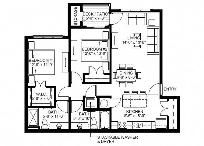 Floor plan Two Bedroom - DL