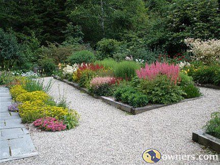 Back raised perennial flower garden beds