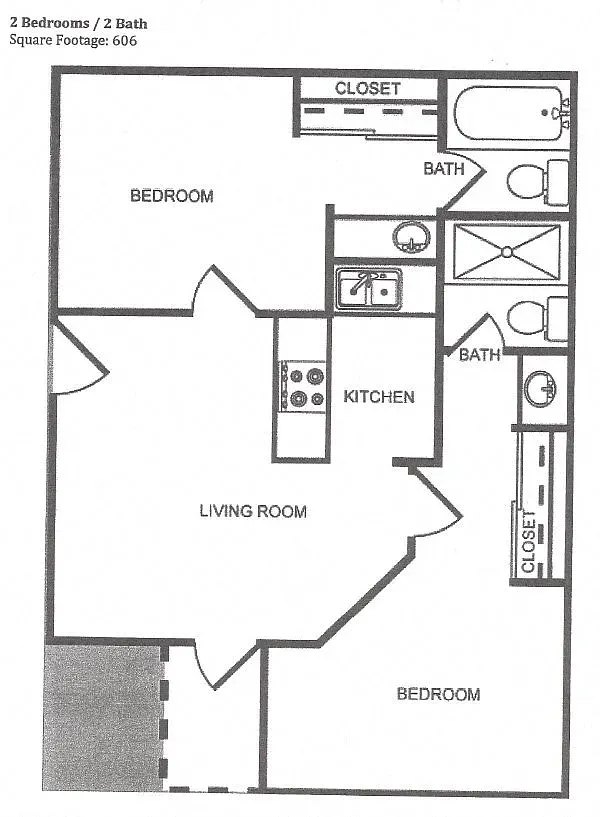 Floor plan Two Bedroom Two Bath