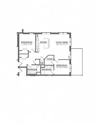 Floor plan Block B2D | 2 Bed | 2 Bath