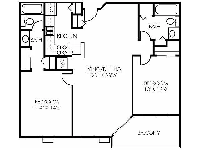 Floor plan 2P Pin Oak Washer/Dryer