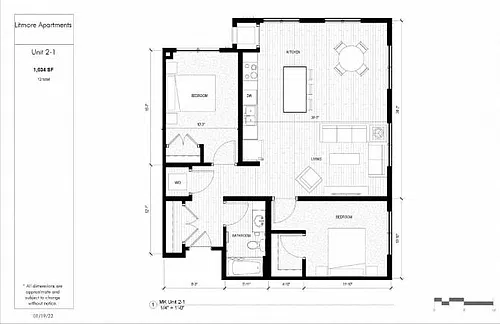 Floor plan 2 Bedroom 60% - 1