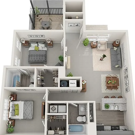 Two Bedroom, Two Bathroom, 1000 sqft, Screened-in Porch, Full Sized Washer/Dryer Connections, Fireplace in Selected Units, Vaulted Ceilings in Selected Units Two Bedroom, Two Bathroom, 1000 sqft, Screened-in Porch, Full Sized Washer/Dryer Connections, Fir