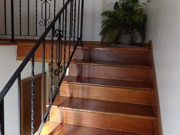 Wood stairs in foyer