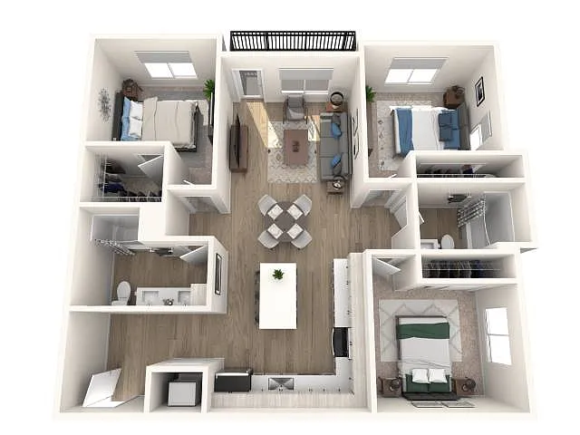 Floor plan 3x2 Bedroom D2-B