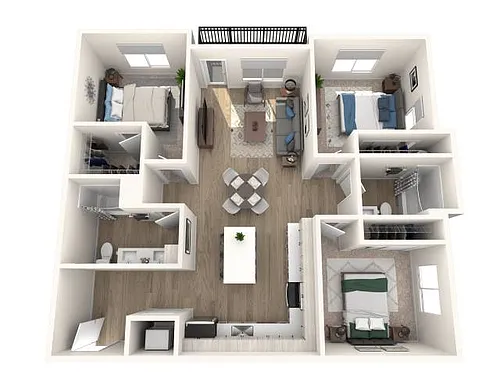 Floor plan 3x2 Bedroom D2-B