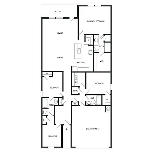 Floor plan 4 x 3 Poplar D1SFbt